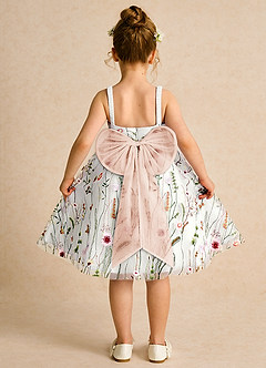 Azazie Peppa vestidos de niña de las flores Vestido de Marfil Rosa Inglesa de Tul de Corte En A con Escote de Corazón image2