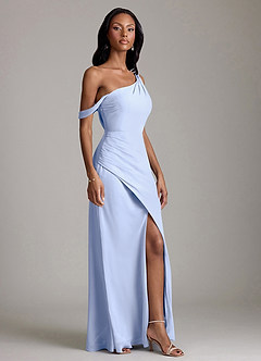 Azazie Madelyn Bridesmaid Dresses Ice Mermaid One Shoulder Chiffon Convertible Dress image5