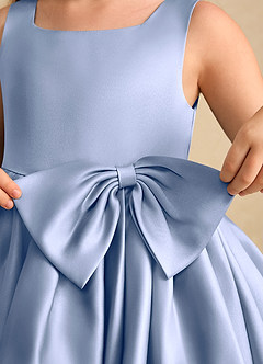 Azazie Jessie Flower Girl Dresses Ice A-Line Bow Matte Satin Dress image7