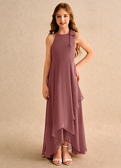 Azazie Boop Girls Formal Flower Girl Dresses Amethyst A-Line Bow Chiffon Dress image3