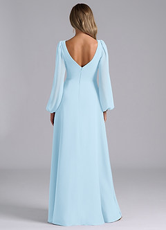 Azazie Omari Bridesmaid Dresses Sky Blue A-Line Long Sleeve Chiffon Dress image6