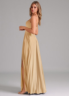 Azazie Tyla Bridesmaid Dresses Gold A-Line Sweetheart Neckline Stretch Satin Dress image7