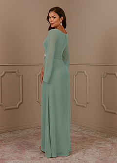 Azazie Belinda Abiti per la Madre della Sposa Abito A-Line in Chiffon con Scollo a V a Pieghe Salvia Argentata image4