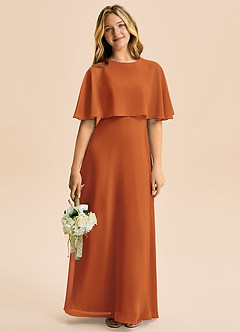 Azazie Maris Junior Abito A-Line in Chiffon Cannella image5