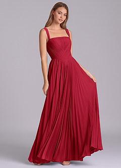 Azazie Mina Vestidos de damas de honor Vestido de Escarlata de Gasa de Corte en A con Plisado image3