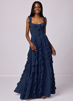 Barbie ♥ Azazie Bridesmaid Dresses Dark Navy A-Line with Pockets Chiffon Dress image4