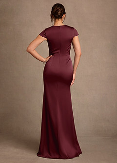 Azazie Rilda Mother of the Bride Dresses Cabernet Sheath Lace Stretch Satin Dress image3