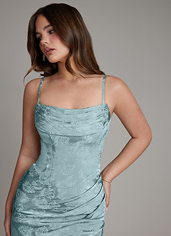 Azazie Electra Bridesmaid Dresses Light Blue Jacquard Mermaid Corset Floral Jacquard Dress image3