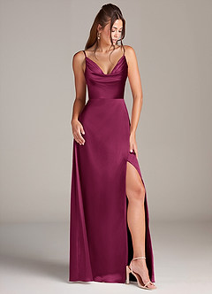 Azazie Sarella Brautjungfernkleider A-Linie Plissee Stretch-Satin Kleid Rote Pflaume image3