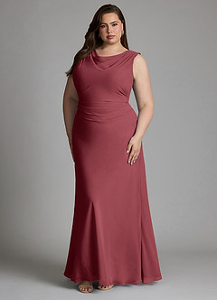 Azazie Kieryn Bridesmaid Dresses Merlot Mermaid Pleated Chiffon Dress image10