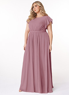 Azazie Daphne Modest Bridesmaid Dresses A-Line Ruffled Chiffon Floor-Length Dress image8