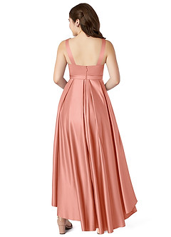 Azazie Inaya Junior A-Linie Gürtel/Schärpe Stretch-Satin Kleid Koralle image2