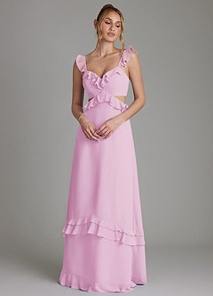 Azazie Malaya Bridesmaid Dresses Candy Pink A-Line Corset Chiffon Dress image1