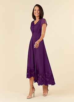 Azazie Palana Kleider für die Brautmutter A-Linie Spitze Chiffon Kleid Traube image2