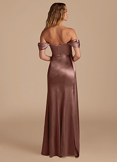 Azazie Amyra Kleider zum Anprobieren zu Hause Wandelbar Meerjungfrau-Linie Herzausschnitt Metallischer Satin Kleid Rotbraun image6
