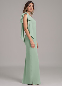 Azazie Capri Bridesmaid Dresses Agave A-Line One Shoulder Chiffon Dress image3