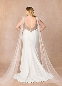 Azazie Sharen Wedding Dresses Diamond White Cocoa Mermaid Stretch Crepe Dress image11