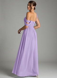 Azazie Kassandra 신부 들러리 드레스 A라인 오프 더 숄더 쉬폰 바닥 길이 드레스 image6