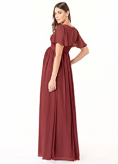 Azazie Verna Maternity Bridesmaid Dresses A-Line V-Neck Ruched Chiffon Floor-Length Dress image4