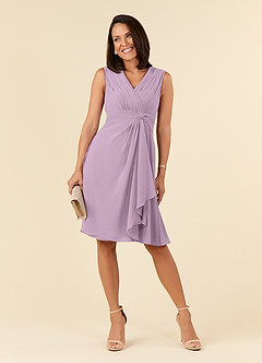 Azazie Theron Abiti per la Madre della Sposa Abito A-Line in Chiffon con Scollo a V a Pieghe Glicine image1
