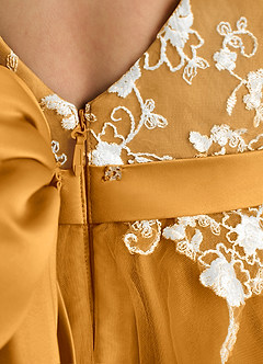 Azazie Butterfly Flower Girl Dresses Butterscotch A-Line Lace Dress image5