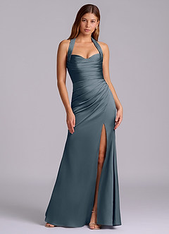 Azazie Destiny Robes de demoiselle d'honneur Robe Sirène en Satin extensible Encolure en Forme de Cœur Violet Crépusculaire image7