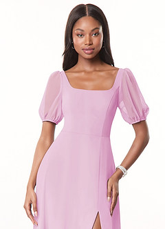 Azazie Alani Bridesmaid Dresses Candy Pink A-Line Square Neckline Chiffon Dress image5