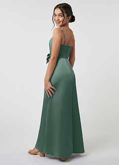 Azazie Anina Junior Robe Trapèze en Satin extensible Arc Eucalyptus image5