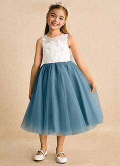 Azazie Lina Flower Girl Dresses Ivory Bermuda Ball-Gown Lace Dress image5
