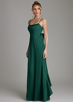 Azazie Zherra Bridesmaid Dresses Emerald Mermaid Bow Stretch Satin Dress image2