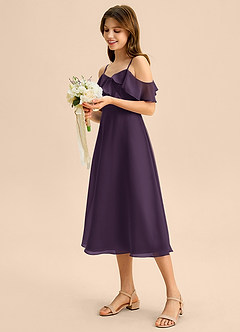 Azazie Kamilla Junior Klä av A-Line i Chiffong Av axeln image3