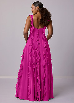 Barbie ♥ Azazie Bridesmaid Dresses Fuchsia A-Line with Pockets Chiffon Dress image10