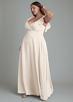 Azazie Leilani Bridesmaid Dresses White Alabaster A-Line Pleated Chiffon Dress image5