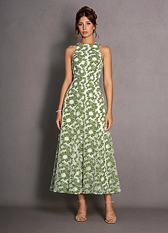Robe Longue Vert Et Blanc Selira image2