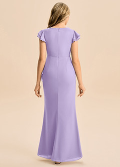 Azazie Julie Junior Meerjungfrau-Linie Gestreift Chiffon Kleid Flieder image5