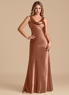 Azazie Rylina Brautjungfernkleider Meerjungfrau-Linie Metallischer Satin Kleid Bronzer image3