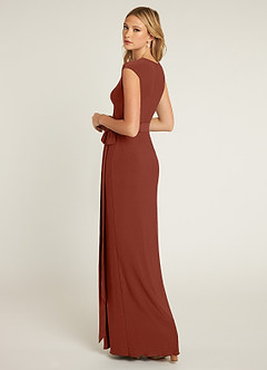 Azazie Wynry Final Sale Cabernet Fitted Pleated Luxe Knit Dress image5