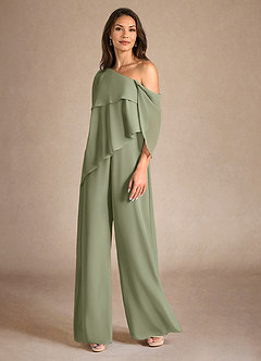 Azazie Halima Mère de la mariée Robes Robe Combinaison/Tailleur Pantalon en Mousseline de soie Fente Latérale Pistache image2