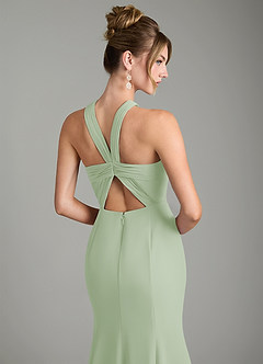 Azazie Rue Bridesmaid Dresses Dusty Sage A-Line Halter Chiffon Dress image6