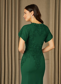 Azazie Adonna Final Sale Dark Green Mermaid Lace Dress image5