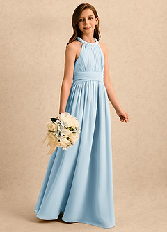 Azazie Aria Girls Formal Flower Girl Klänningar Klänning A-Line i Chiffong Plisserad image3