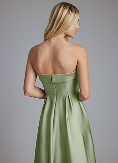 Azazie Lucienne Vestidos de damas de honor Vestido de Salvia Polvorienta de Satén Elástico de Corte en A Convertible con Sin tirantes image6