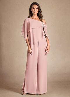 Azazie Halima Abiti per la Madre della Sposa Abito Tuta Pantaloni in Chiffon Spacco Laterale Rosa Cipria image5