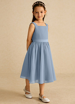 Azazie Ari Flower Girl Dresses Dusty Blue A-Line Sleeveless Chiffon Dress image5