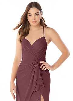 Azazie Aribella Bridesmaid Dresses Sangria Sheath Ruched Chiffon Dress image5