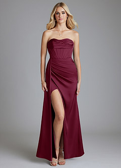 Azazie Amyra Bridesmaid Dresses Mulberry Mermaid Off the Shoulder Stretch Satin Convertible Dress image1