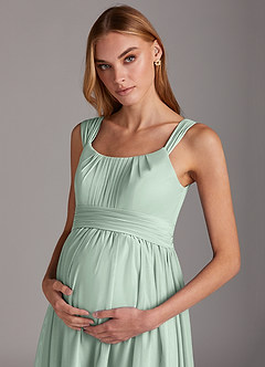 Azazie Melanie Maternity Bridesmaid Dresses Empire Pleated Mesh Floor-Length Dress image5