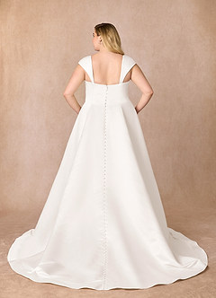 Azazie Luxia Wedding Dresses A-Line Sweetheart Neckline Matte Satin Cathedral Train Dress image9