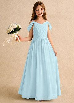 Azazie Chelo Girls Formal Abiti da Ragazza di Fiori Abito A-Line in Chiffon Plissettato Nuvola Blu image1