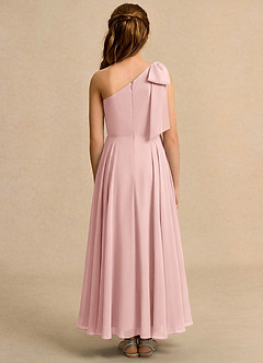 Azazie Guppy Girls Formal Blumenmädchenkleider A-Linie One-Shoulder Chiffon Kleid Puderrosa image2